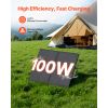 100W Foldable Solar Panel with Frame, 16BB N-Type Portable Monocrystalline Solar Panel Charger 24% Efficiency, IP67 Waterproof Outdoor