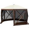 Gazebo Screen Tent, 12 x 12 ft, 6 Sided Pop-up Camping Canopy Shelter Tent with Mesh Windows, Portable Carry Bag, Ground Stakes, Large Outdoor