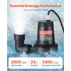 Basement Emergency Back-Up Sump Pump, 2000GPH 0.17 HP Backup Sump Pump System, with 15V Adapter, Float Switch, 24-Hour-a-Day Monitoring Controlle