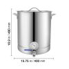 Stainless Steel Kettle, 16 GALLON Brewing Pot, Tri Ply Bottom for Beer, Brew Kettle Pot, Home Brewing Supplies Includes Lid, Handle, Thermometer