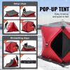 Portable Ice Shelter, 1-2 Person Insulated Pop-Up Ice Fishing Tent, 24 Square Feet Fishable Area, Thermal Ice Shanty for Winter Fishing