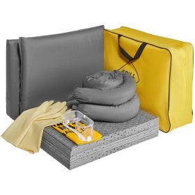 Universal Spill Kit, Spill Control Supplies 43 pcs, Includes 30 Universal Sorbent Pads, 2 Universal Sorbent Socks 3"x4', 2 Disposal Pillows