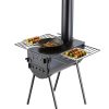 Wood Stove, 118 inch, Alloy Steel Camping Tent Stove, Portable Wood Burning Stove with Chimney Pipes & Gloves, 3000in³ Firebox Hot Stove Outdoor