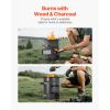 Camping Rocket Stove, Wood Burning Portable Rocket Stove with Carrying Bag for Backpacking, SPCC Steel, Double Door, Burn Twigs