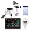 7-in-1 Wi-Fi Weather Station with APP, 7.5 in Display, Wireless Solar Powered Outdoor Sensor, with Pool Thermometer, Rain Gauge