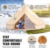 Canvas Bell Tent, 4 Seasons 7 m/22.97 ft Yurt Tent, Canvas Tent for Camping with Stove Jack, Breathable Tent Holds up to 12 People, Camping Outdoor