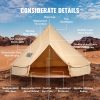 Canvas Bell Tent, 4 Seasons 3 m/9.8ft Yurt Tent, Canvas Tent for Camping with Stove Jack, Breathable Tent Holds up to 4 People, Camping Outdoor