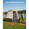 Camping Shower Tent, 2-Room Foldable Privacy Tent Changing Room with Ground Stakes, Ropes, Carry Bag, and Crossbar
