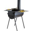 Wood Stove, 118 inch, Alloy Steel Camping Tent Stove, Portable Wood Burning Stove with Chimney Pipes & Gloves, 3000in³ Firebox Hot Stove Outdoor