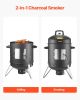 Charcoal Smoker, 16" Vertical Charcoal BBQ Grill, Coated Steel Barbecue Smoker with 2 Grilling Grates, Thermometer, Air Vents & Removable Ash Tra