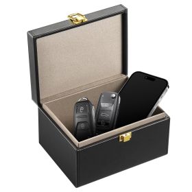 Faraday Box, PU Leather Signal Blocking Holde, Keyless Fob Protector Shielding for WiFi, RFID, GPS, Bluetooth & 5G (Default: Default)