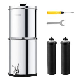 Gravity-fed Water Filter System, 2.25G 304 Stainless-Steel Countertop System, Water Filtration System, Reduces Lead and up to 99% of Chlorine (Filter Cartridge Material: Activated Carbon Filter Cartridge, Water Purification Bucket Capacity: 2.25 gal)